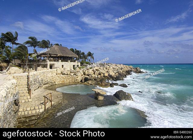 Beach area, Xcaret Ecological Park, near Playa del Carmen, Riviera Maya, Quintana Roo, Yucatan, Mexico, Central America