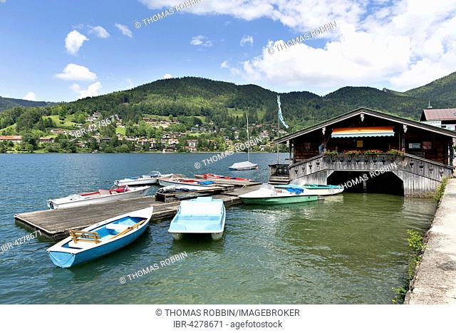 Boathouse on Lake Tegernsee in Egern, Rottach-Egern, Upper Bavaria, Bavaria, Germany
