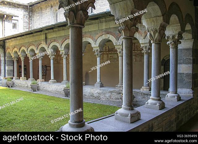 Piona, Colico, Province of Lecco, region Lombardy, eastern shore of Lake of Como, Italy. . Abbey of Piona. The cloister of the priory. XIII century A