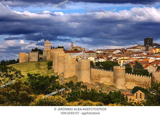 Medieval monumental walls, UNESCO World Heritage Site. Avila city. Castilla León, Spain Europe