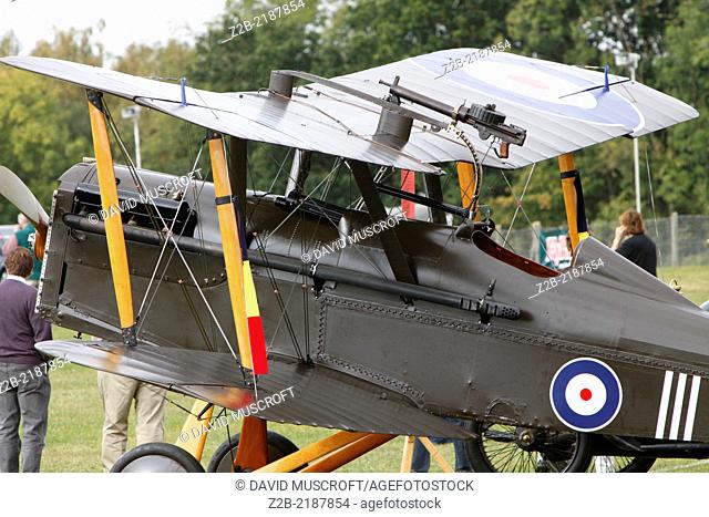 WW1 vintage SE5A English biplane fighter aircraft at a Shuttleworth Collection air display at Old Warden airfield, Bedfordshire, UK