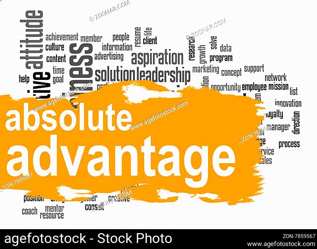Absolute advantage word cloud with orange banner image with hi-res rendered artwork that could be used for any graphic design