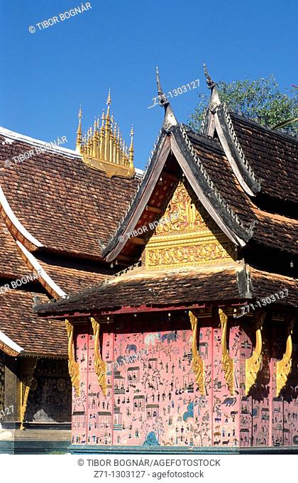 Laos, Luang Prabang, Wat Xieng Thong buddhist temple, Red Chapel