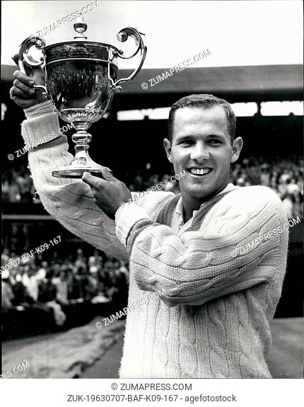 Jul. 07, 1963 - McKinley wins Wimbledon: Chuck McKinley of America won the Men 's Singles title at Wimbledon this afternoon when he best Frank Stolle of...