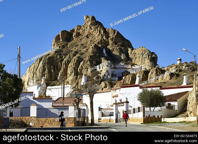 Cave houses in the town of Guadix province of Granada, Granada, Andalusia, Spain, Europe