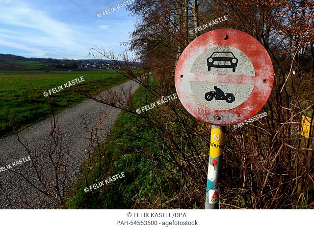 A sign stands at the side of a country road in Gottlieben, Switzerland, 22 December 2014. The singer and composer Udo Juergens collapsed during a stroll and...