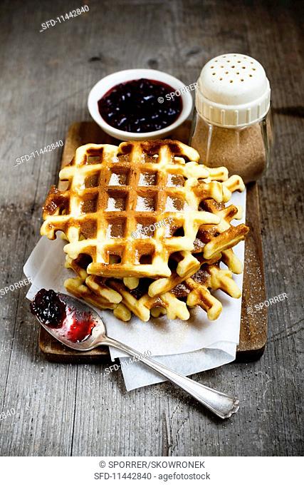 Waffles with lingonberries