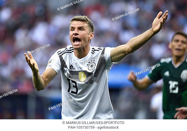 Thomas Mueller (Germany) screams. GES / Football / World Cup 2018 Russia: Germany - Mexico, 17.06.2018 GES / Soccer / Football / Worldcup 2018 Russia: Gemany vs...