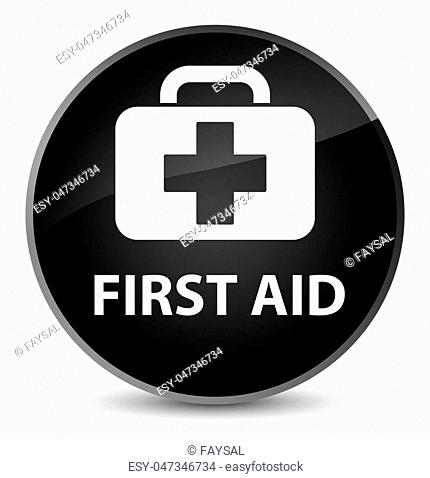 First aid isolated on elegant black round button abstract illustration