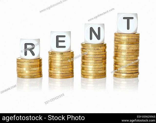 Coin stacks with letter dice - Rent