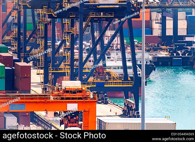 Working at Tshing yi Hong Kong Port for shipping and freight transportation and global business import and export background