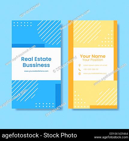 Real estate Card Vertical Template Flat Cartoon Background Vector Illustration