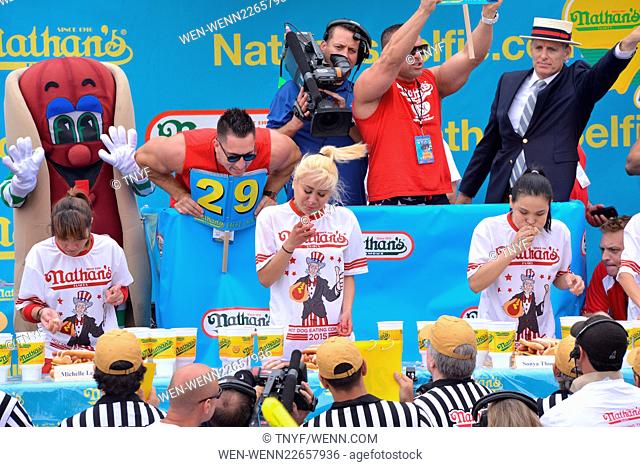 Nathan's Famous International Hot Dog Eating Contest at Coney Island Featuring: Miki Sudo, Sonya Thomas, Black Widow, George Shea Where: Brooklyn, New York