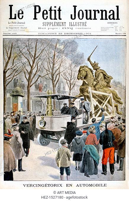Statue of Vercingetorix in transit, France 1901.The Gallic chieftain Vercingetorix was chosen as king by the Arverni, a powerful tribe that occupied what is now...
