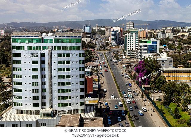 Elevated Views Of Churchill Avenue and Addis Ababa, Ethiopia