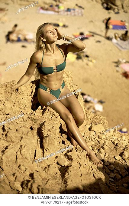 woman at Seitan Limania Beach, Crete, Greece