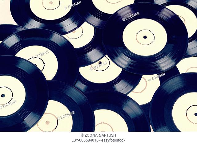 black vinyl records vintage toned