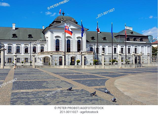 Bratislava, Slovakia - June 14, 2017: Grassalkovich Palace in Bratislava - official residence of the Slovak President