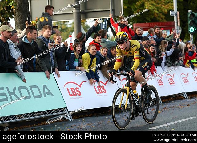 03 October 2023, North Rhine-Westphalia, Münster: Cycling: UCI European Series - Sparkassen Münsterland Giro, road race (200.00 km), men