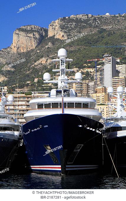Motor yacht, Northern Star, built by Luerssen Yachts, overall length 75.40 m, built in 2009, in Port Hercule, Principality of Monaco, Cote d'Azur, Mediterranean