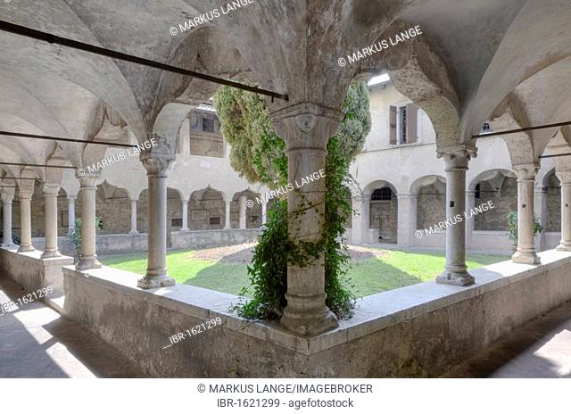 Arcade in the monastery of San Francesco in Gargnano, Lake Garda, Lombardy, Italy, Europe