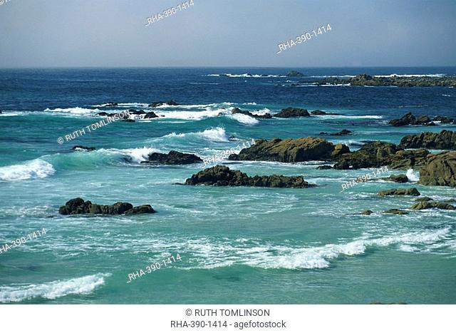 Rocky coastline as seen from the 17 Mile Drive, on the Monterey Peninsula, California, United States of America, North America