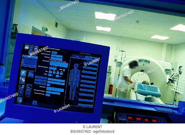 CT SCANNER<BR>Photo essay.<BR>Chatellerault Hospital (Camille Guérin Hospital) in the French department of Vienne