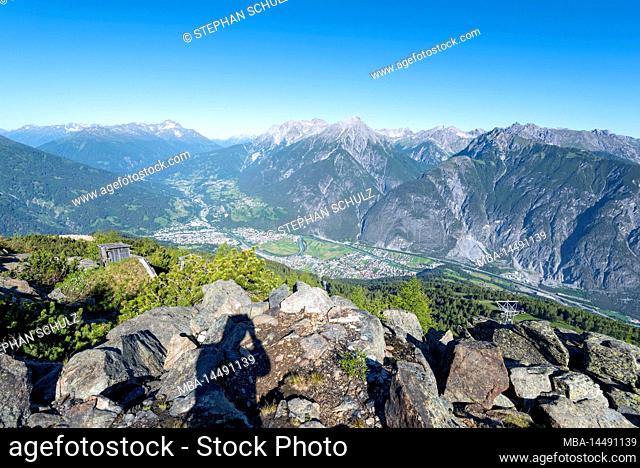 View of the Alps, long-distance hiking trail E5, Zams, Tyrol, Austria
