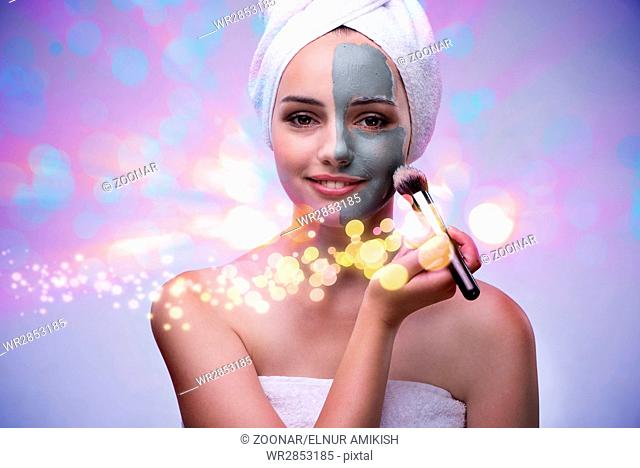 Young woman in beauty concept with abstract elements