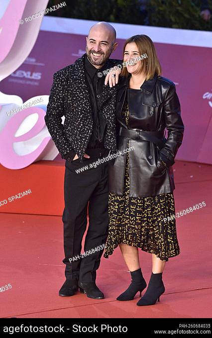 ROME, ITALY - OCTOBER 14: Ilaria Macchia, Giuliano Sangiorgi attends the Red Carpet of the movie ""The Eyes Of Tammie Fay"" during the 16th Rome Film Fest 2021...