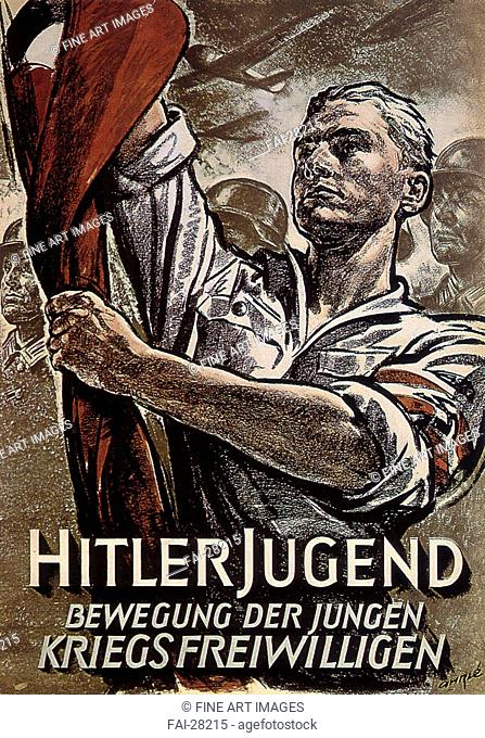 Hitler Youth by Ahrlé, René (1893-1976)/Colour lithograph/Social and political posters/1944/Germany/Private Collection/Poster and Graphic...
