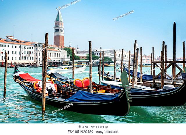 St Mark's Campanile View From Fondamenta Salute In Venice, Italy