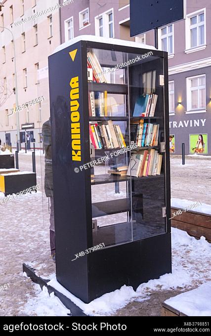 Bookcase for exchanging books, Palmovka, Liben, Prague, Czech Republic