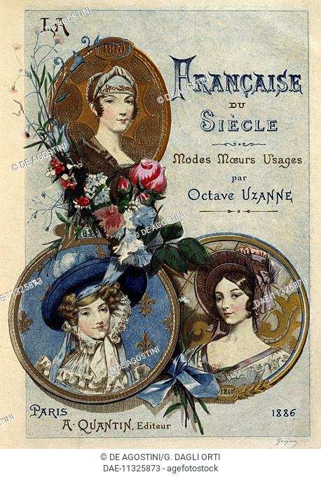 Title page of The French Woman of the Century: Fashions, Manners, Usages, 1886, by Octave Uzanne (1851-1931), illustration by Albert Lynch (1851-1912)