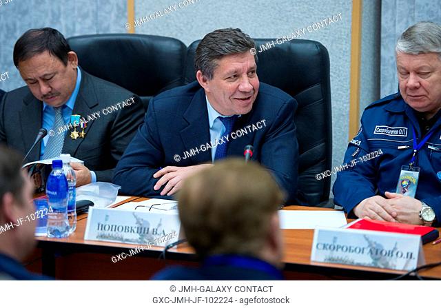 Head of the Russian Federal Space Agency Vladimir Popovkin speaks during the State Commission meeting held to approve the Soyuz launch of Expedition 35 Soyuz...