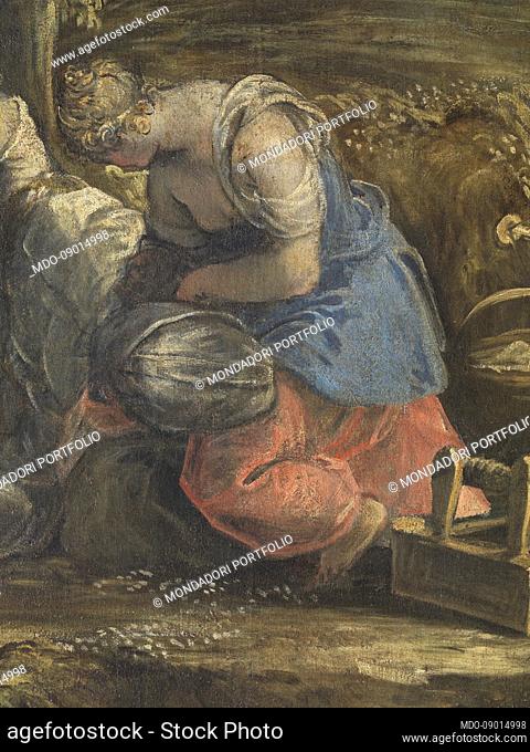 Jacopo Tintoretto, Gathering of the manna, 1592-1594, 16th century, oil on canvas, 377x576 cm. Italy, Veneto, Venice, Abbey of San Giorgio Maggiore