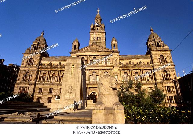 George Square and City Chambers dating from 1888, Glasgow, Scotland, United Kingdom, Europe