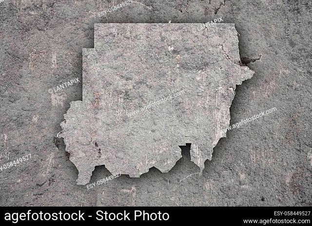 Map of Sudan on weathered concrete