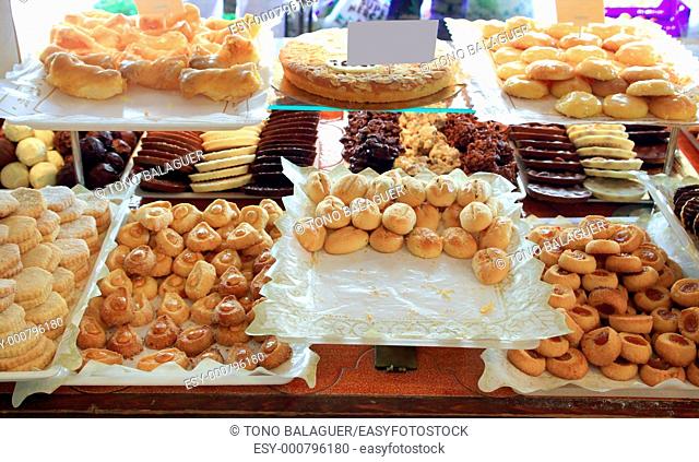 cake pastries in bakery typical from Spain sweet food