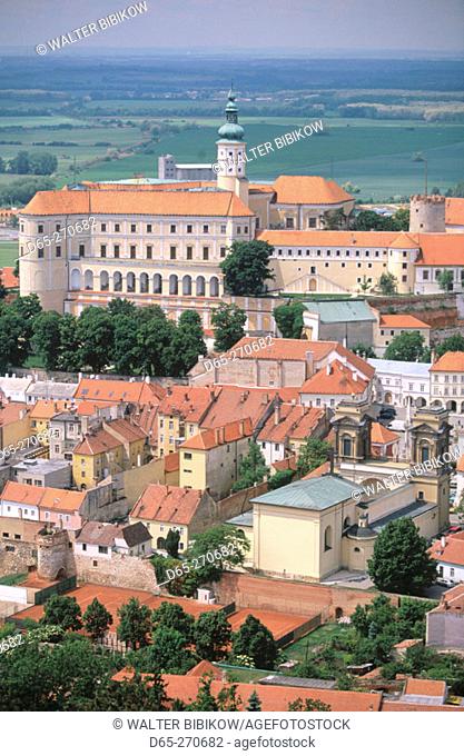 Castle (13th century) from Holy Hill. Mikulov. Palava region. South Moravia. Czech Republic