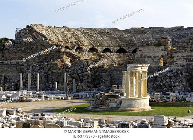 Temple of Tyche, agora and theatre, ancient city of Side, Pamphylia, Antalya Province, Turkey