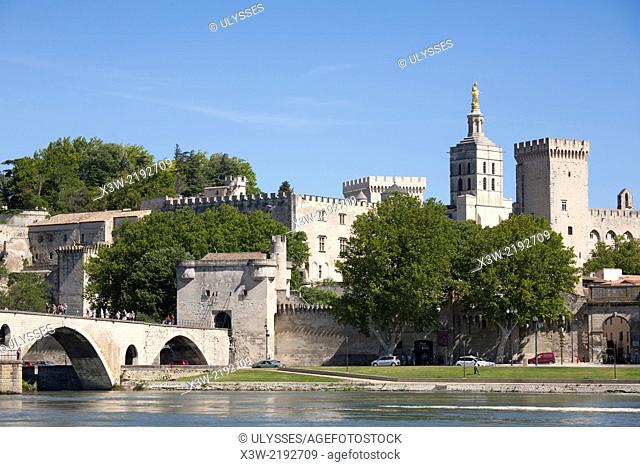 pont saint benezet and rhone river, avignon, provence, france, europe