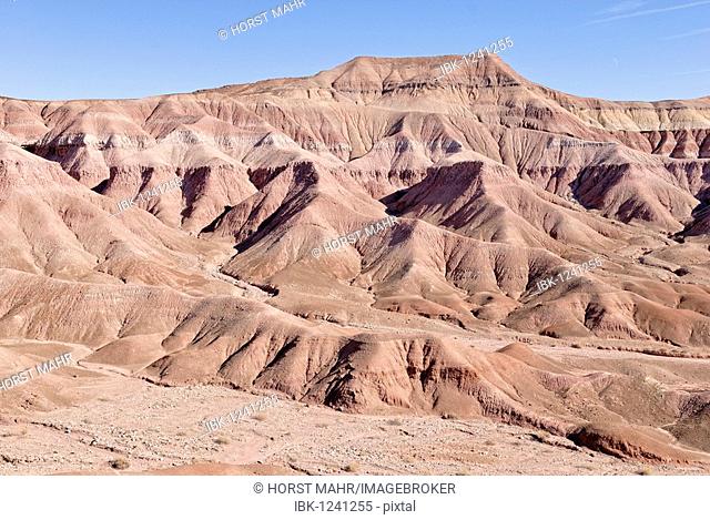 View into the hills of the Painted Desert in Tuba city, Highway 160, Arizona, USA