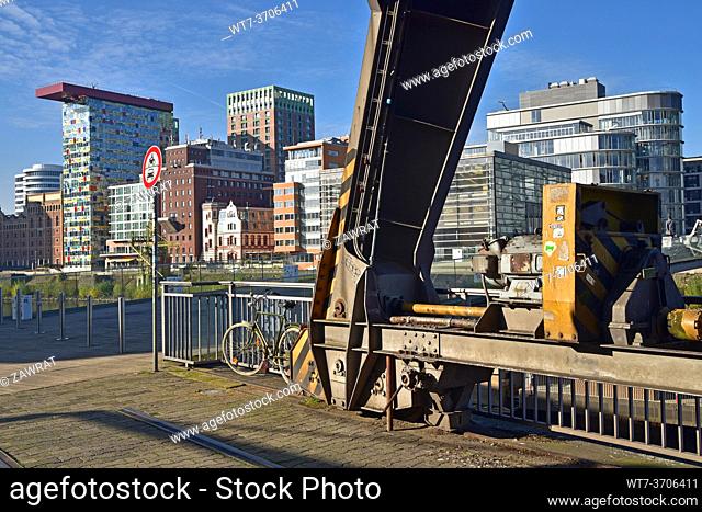Old crane and buildings in the port