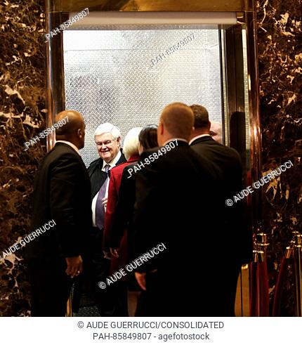 Former Speaker of the United States House of Representatives Newt Gingrich (Republican of Georgia) arrives for a meeting with US President-elect Donald Trump