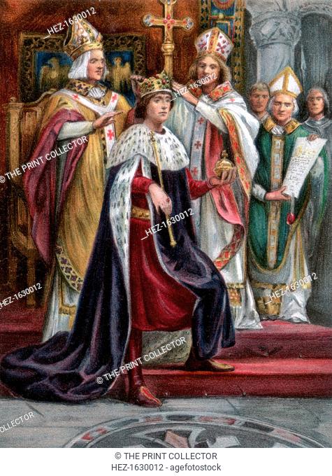 The crowning of Edward I, Westminster, 19 August 1274, (1902). Illustration from The Illustrated London News Record of The Coronation Service and Ceremony