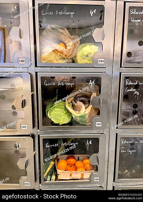 Fruit and vegetable vending machine in Paris. Île-de-France, France