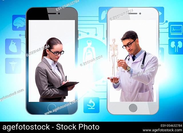 Telemedicine concept with doctor examining