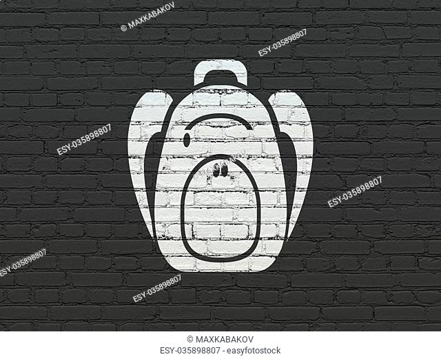 Education concept: Backpack on wall background