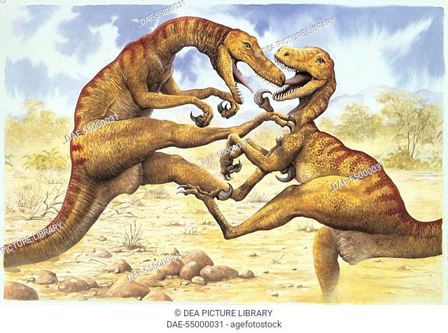 Palaeozoology - Cretaceous Period - Dinosaur - Utahraptor (illustration by Peter David Scott)